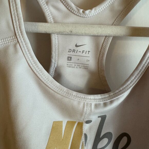 Womens Nike Size Small Swoosh Metallic Futura Bra Medium Support Dri-Fit EUC - Picture 4 of 5